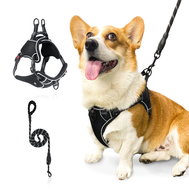 DAIJUN No Pull Dog Harness, Adjustable Reflective Easy Control Breathable Dog Harness with 5ft Dog Leash, Dog Harness for Medium Large Dog - PawsPlanet Australia