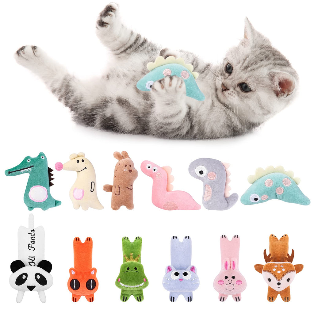 Tiibot 12 Pieces Catnip Toys Cat Toys for Indoor Cats Interactive Plush Cat Chew Toys Cat Pillow Toys for Cat Kitten Kitty Entertaining Playing Teeth Cleaning, 12 Styles - PawsPlanet Australia