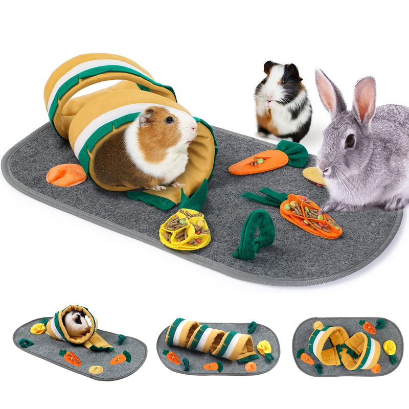 JanYoo Rabbit Foraging Mat Bedding Toys for Bunnies Guinea Pig Tunnel Pellets Feeder Feeding Snuffle Pad Bed Accessories Rug - PawsPlanet Australia