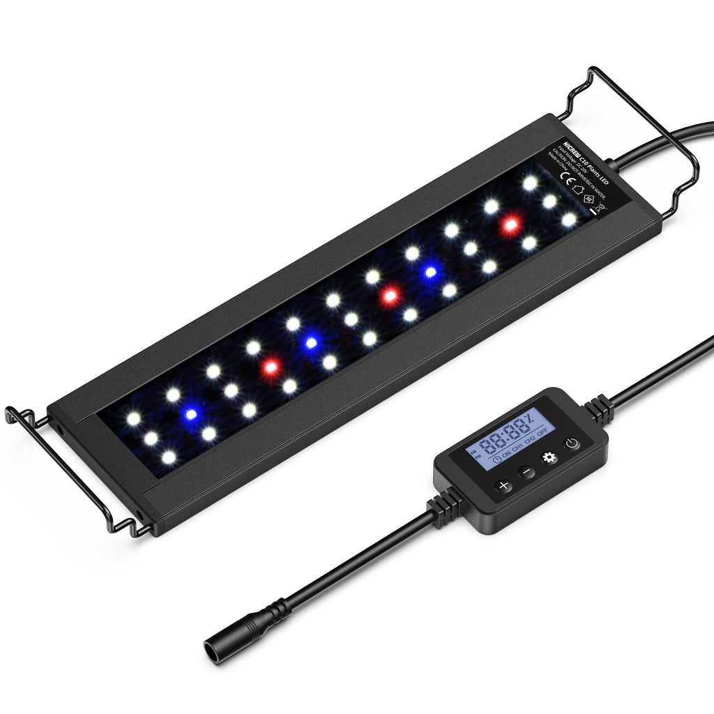 NICREW C10 Plants LED Aquarium Light, Fish Tank Light with Timer Controller to Simulate Sunrise and Sunset, Auto On/Off Time and Color Spectrum Adjustable, IP67 Waterproof, 12 - 18 Inches, 9 Watts 12 - 18 in - PawsPlanet Australia