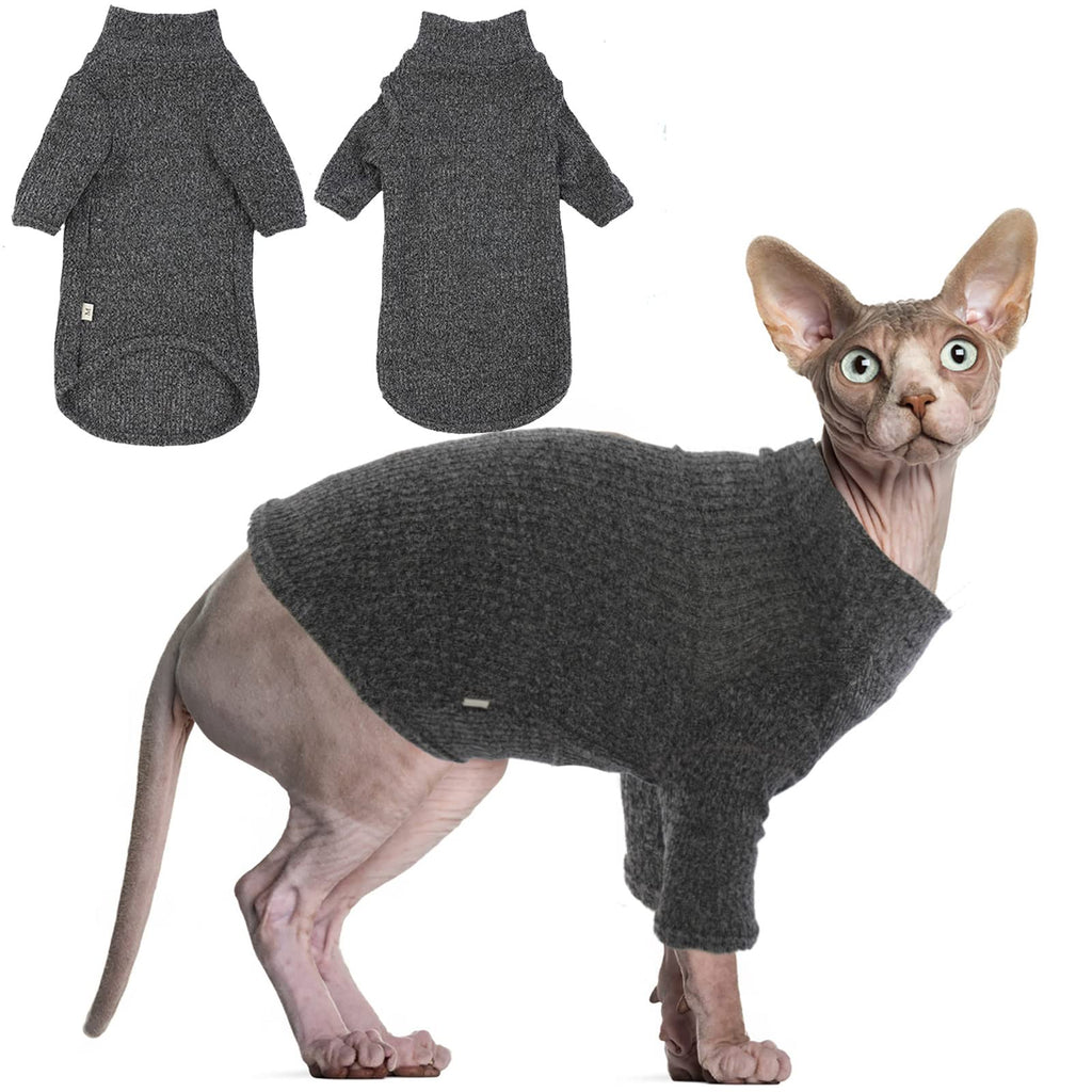DENTRUN Sphynx Hairless Cats Shirt, Pullover Kitten T-Shirts with Sleeves, Breathable Cat Wear Turtleneck Sweater, Adorable Hairless Cat's Clothes Vest Pajamas Jumpsuit for All Season X-Small Black - PawsPlanet Australia