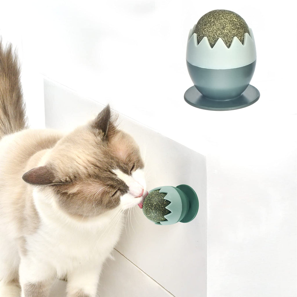 Petslucent Catnip Balls Toy for Cats, Catnip Wall Toys, Rotatable Edible Kitty Toys for Cats Lick, Teeth Cleaning Dental Kitten Chew Toys, Cat Wall Treats for Indoor Cats (Green) - PawsPlanet Australia