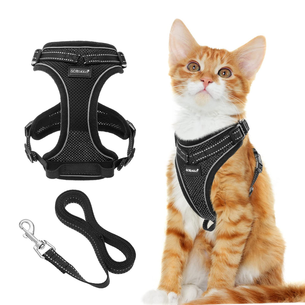 SCIROKKO Breathable Cat Harness and Leash - Air-mesh Escape Proof Kitty Vest Harness for Kitten Outdoor Walking, Reflective at Night for Safe, Comfortable Adjustable Pet Strap - PawsPlanet Australia