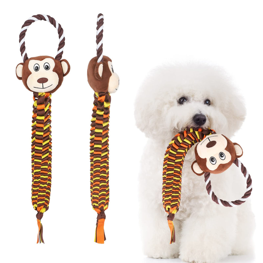 PUPTECK Dog Rope Toy Squeaky - Interactive Doggy Chew Toy for Small Medium Breed Doggies Durable Oxford Rope for Puppy Teeth Cleaning Monkey - PawsPlanet Australia