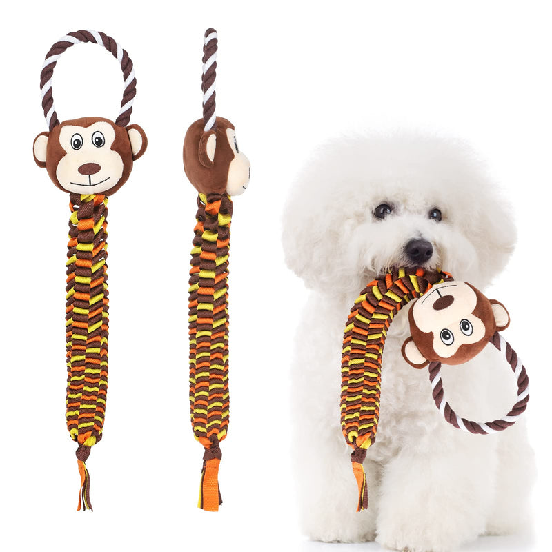 PUPTECK Dog Rope Toy Squeaky - Interactive Doggy Chew Toy for Small Medium Breed Doggies Durable Oxford Rope for Puppy Teeth Cleaning Monkey - PawsPlanet Australia