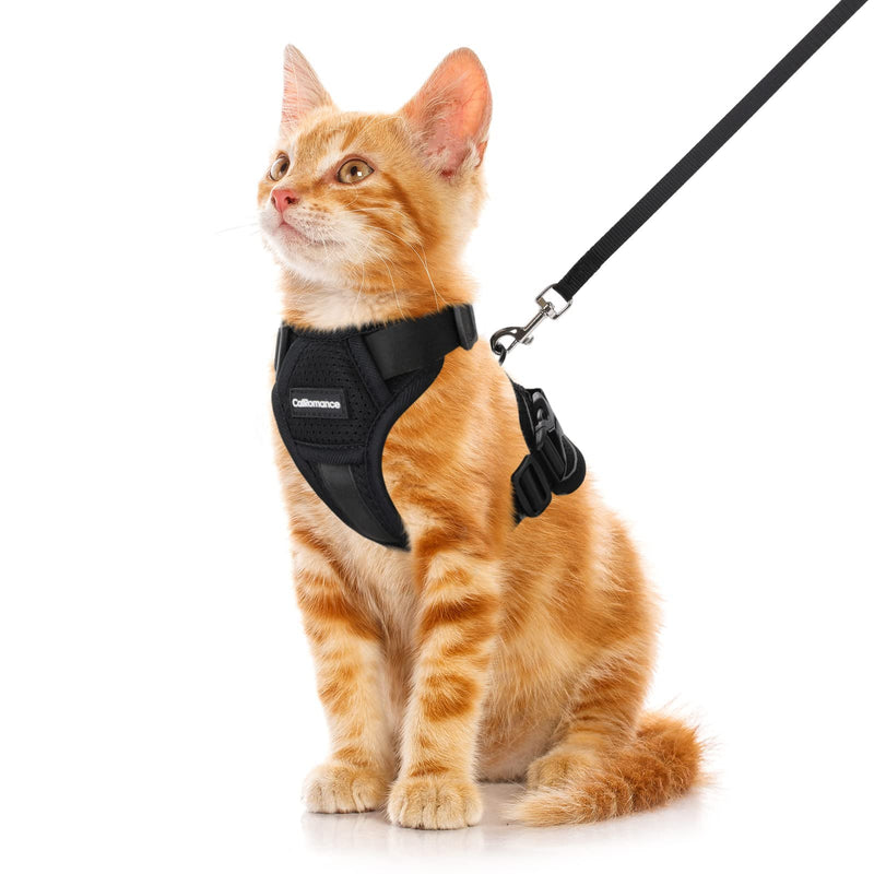 CatRomance Cat Harness Escape Proof, Breathable Mesh Cat Walking Harness, Adjustable Cat Harness and Leash Set with Reflective Strips, Kitten Vest Harness with Leash XS:Neck 7.2-10.5"|Chest 11.5-16"|Weight 6-9lbs Black - PawsPlanet Australia