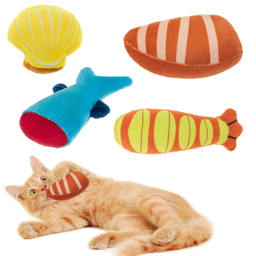 KOOLTAIL 4 Pack Catnip Toys for Cats - Interactive Plush Funny Cute Cat Bite Resistant Toys with Crinkle Paper Inside Boredom Relief Chew Toy for Teeth Cleaning - PawsPlanet Australia