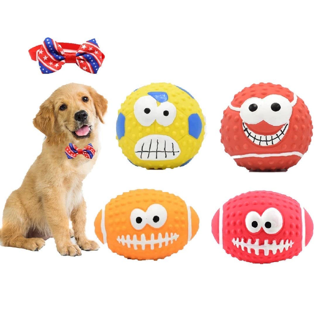 MINIDIO Small Squeaky Dog Balls Interactive Dog Toy for Small Medium Dogs,Puppys Favorite Dog Toys Squeaky and Football Squeak Toy,Emoji Happy Face Dog Toy - PawsPlanet Australia