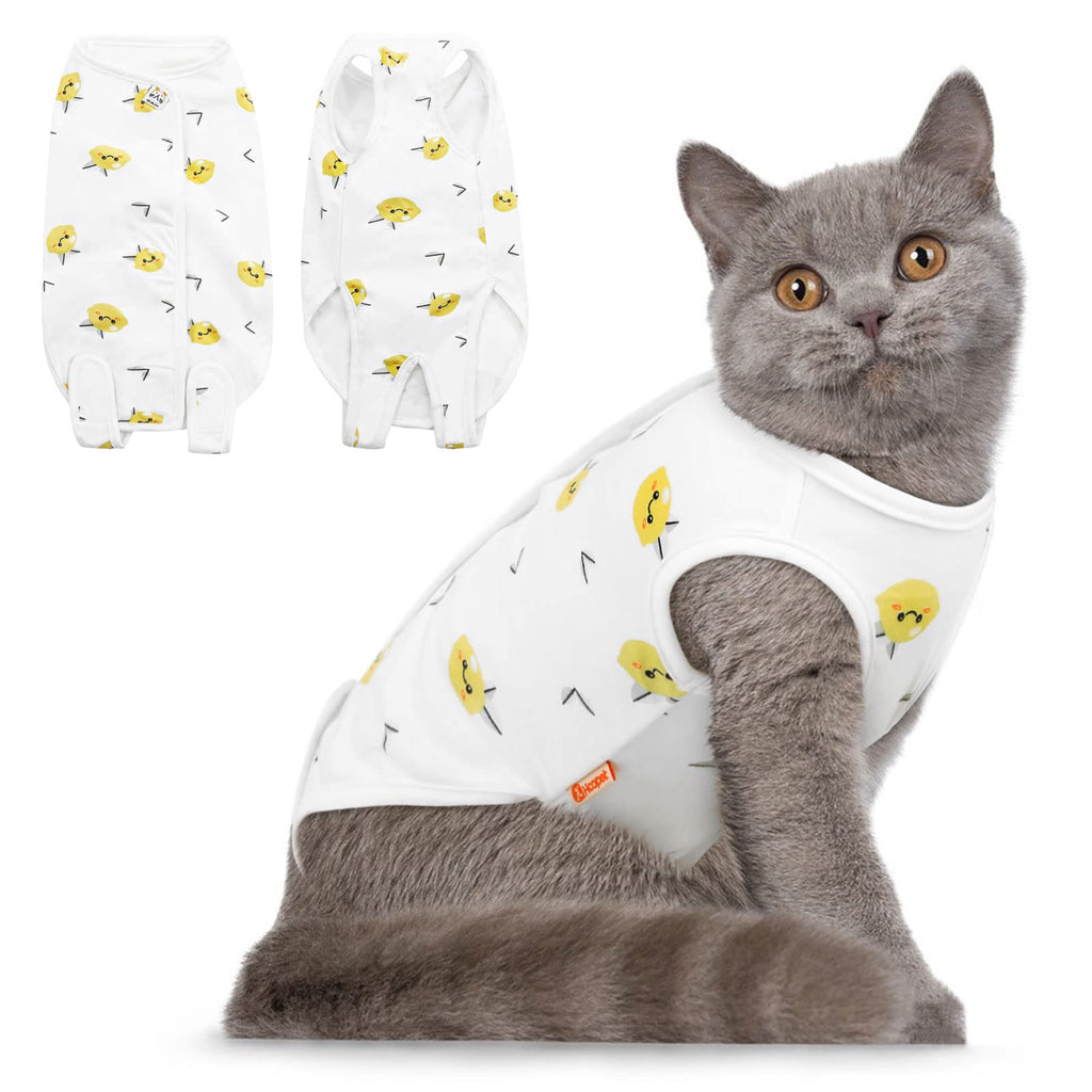 SUNFURA Surgical Recovery Suit for Cats, Cat Recovery Suit Professional Onesie for Abdominal Wounds Surgery Protector, Alternative to Cone of Shame After Spay/Neutering for Female Male Pets S Lemon - PawsPlanet Australia