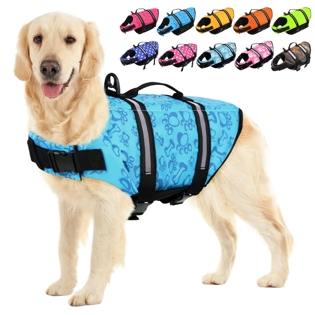 SUNFURA Ripstop Dog Life Jacket, Safety Pet Flotation Life Vest with Reflective Stripes and Rescue Handle, Adjustable Puppy Lifesaver Swimsuit Preserver for Small Medium Large Dogs XX-Small Blue - PawsPlanet Australia