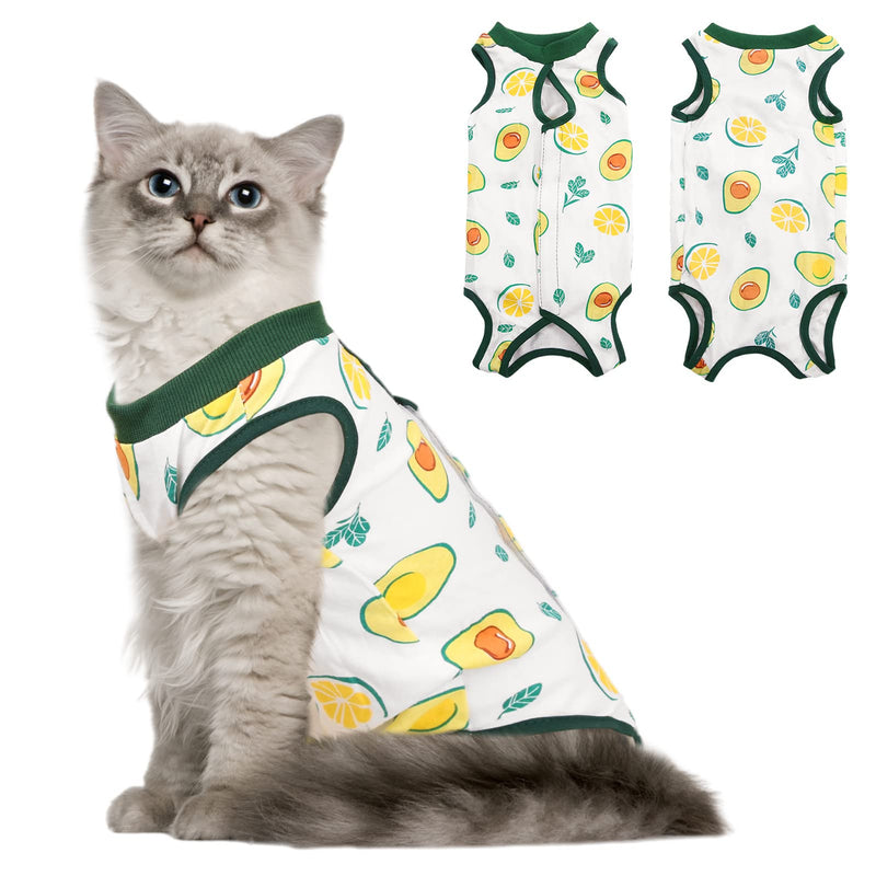MORVIGIVE Cat Recovery Suit After Surgery Wear, Surgical Neuter Spay Kitten Recovery Shirt E-Collar Bandages Alternative, Non-Lick Pet Body Suit for Cats Dogs for Abdominal Wounds Skin Diseases Small Avocado - PawsPlanet Australia