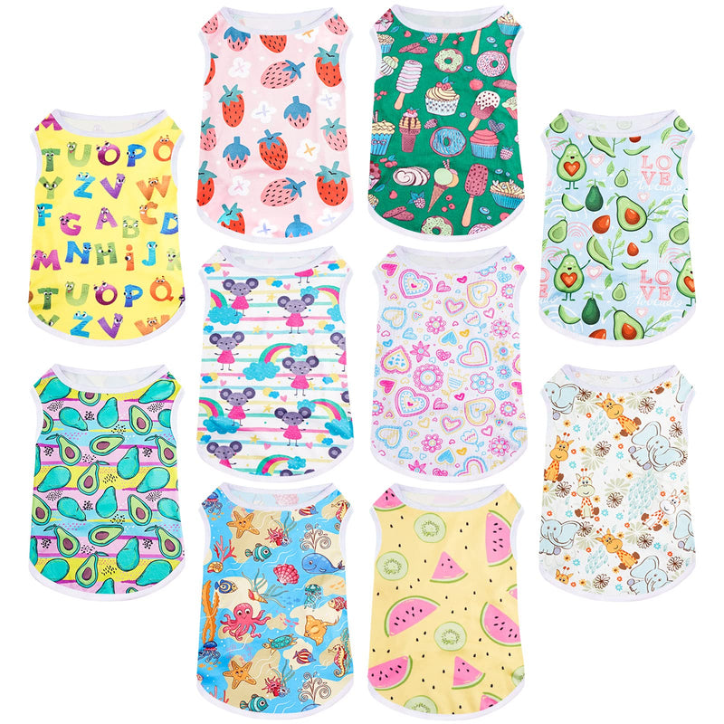 10 Pieces Lovely Puppy Shirts Print Dog Clothes Breathable Pet Cartoon Dog T Shirt Clothes Sweatshirt for Small Dogs Puppy Cats - PawsPlanet Australia