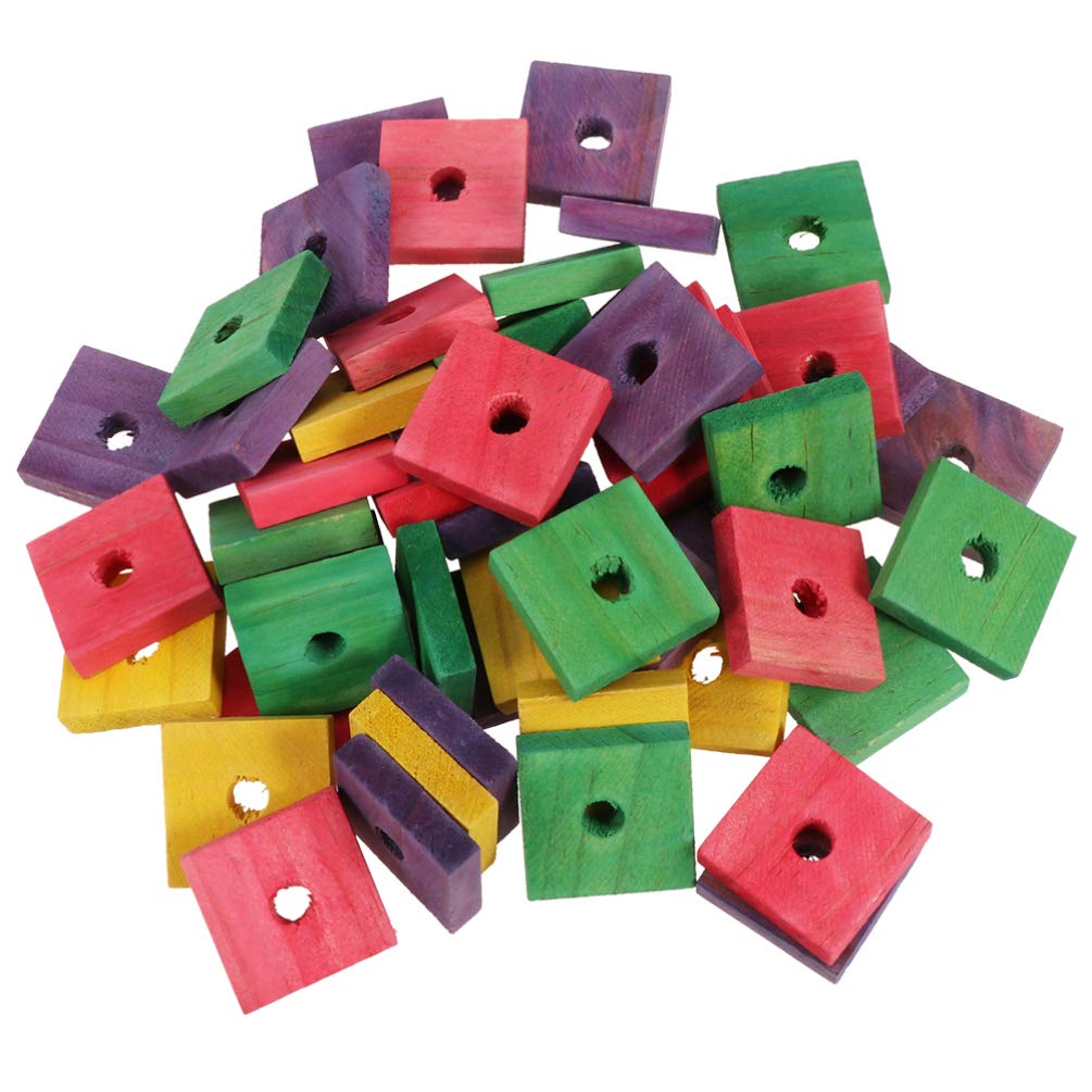 100 Pcs Wooden Blocks Bird Chewing Toy Beak Trim Parrot Foot Craft Cage Part Toy Mini Wood Chip Charms for DIY Playing Chewing Shredding Mixed - PawsPlanet Australia