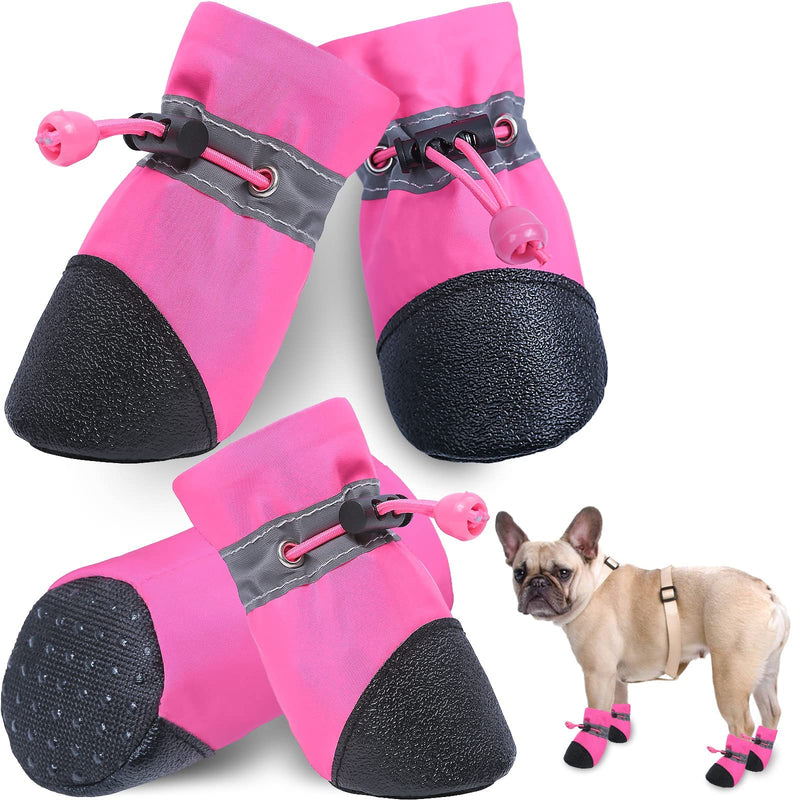 TEOZZO Dog Shoes, Dog Boots Waterproof Small Medium Size Dogs & Paw Protectors Dog Booties 4PCs Size 5: 1.57"(Width) Pink - PawsPlanet Australia