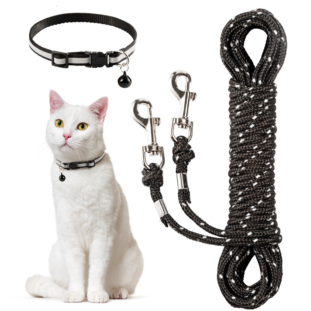 Reflective Cat Collar with Leash Set, 26FT Long Cat Training Leash, Adjustable Cat Collar with Bell, Breakaway Cat Collar with Cat Tie Out Set for Cats and Small Dogs - PawsPlanet Australia