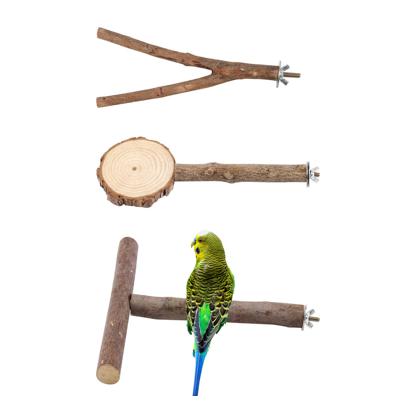 Mogoko Natural Wood Bird Perch Stand, Hanging Multi Branch Perch for Parrots, Parakeets Cockatiels, Conures, Macaws, Love Birds, Finches Style YPT - PawsPlanet Australia