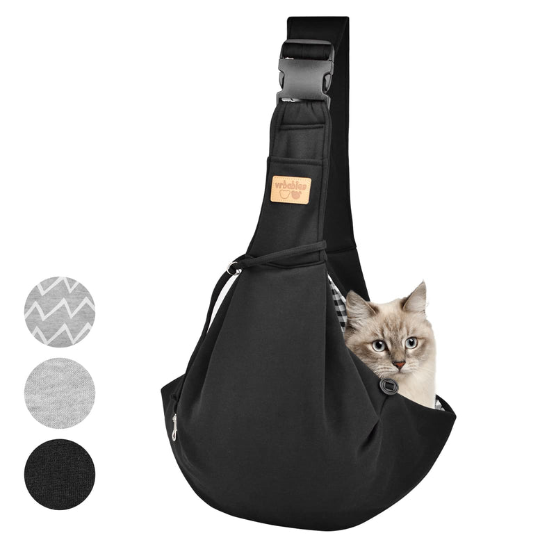vrbabies Dog Carriers for Small Dogs Hands Free Breathable Reversible Dog Sling Carrier, Adjustable Cotton Dog Carrier Sling Design Suitable for Puppy, Small Dogs, and Cats for Outdoor Travel Black - PawsPlanet Australia