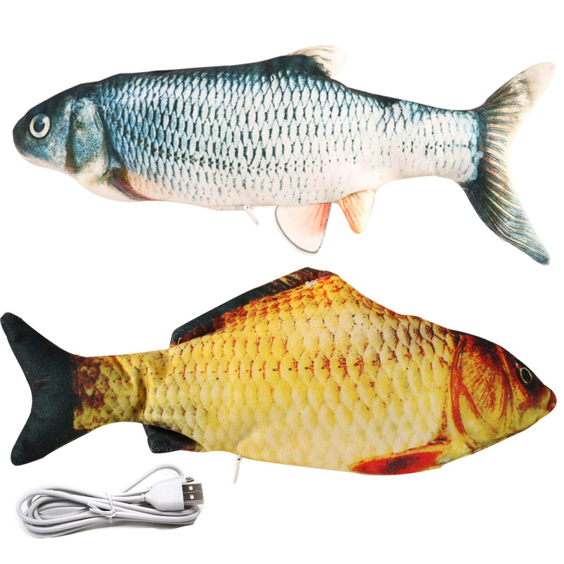 Flopping Fish Electric Moving Dog Fish Toy，Realistic Flopping Fish Rocking Dog Toy，Interactive Pet Toys for Dog Exercise，Small and Medium Dog Floppy Fish Animal Toy two fish - PawsPlanet Australia
