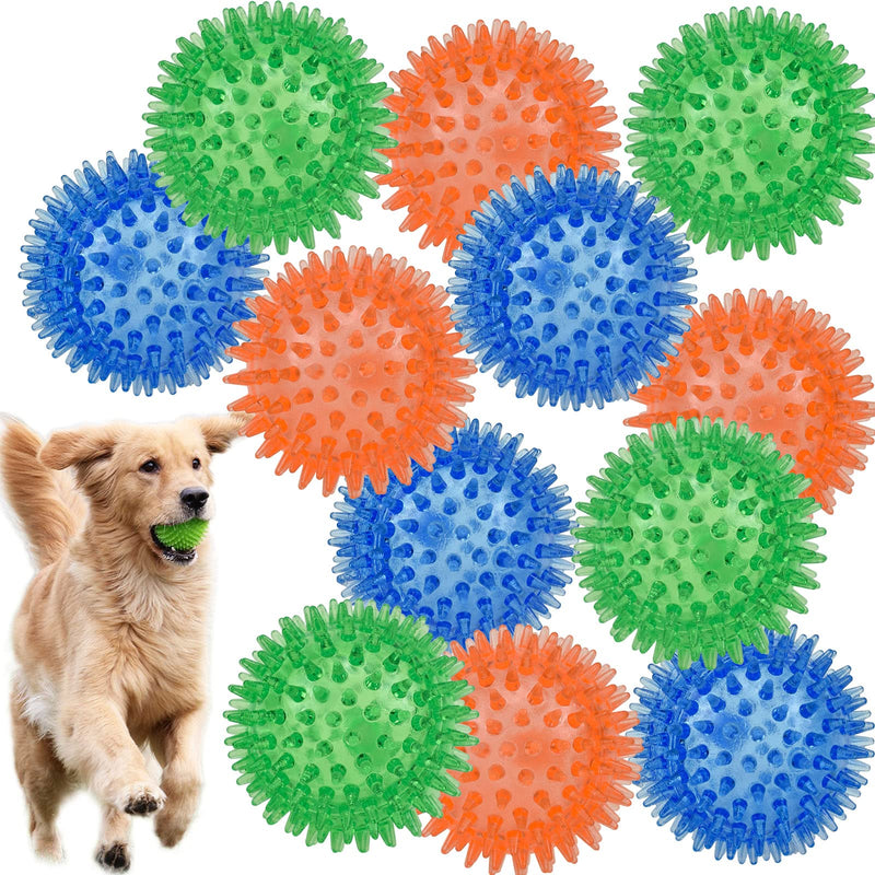 12pack Squeaky Dog Toys Spiky Dog Balls Cleans Teeth and Promotes Dental and Gum Health for Your Pet Squeaker Ball Toys for Aggressive Chewers S 12PACK - PawsPlanet Australia