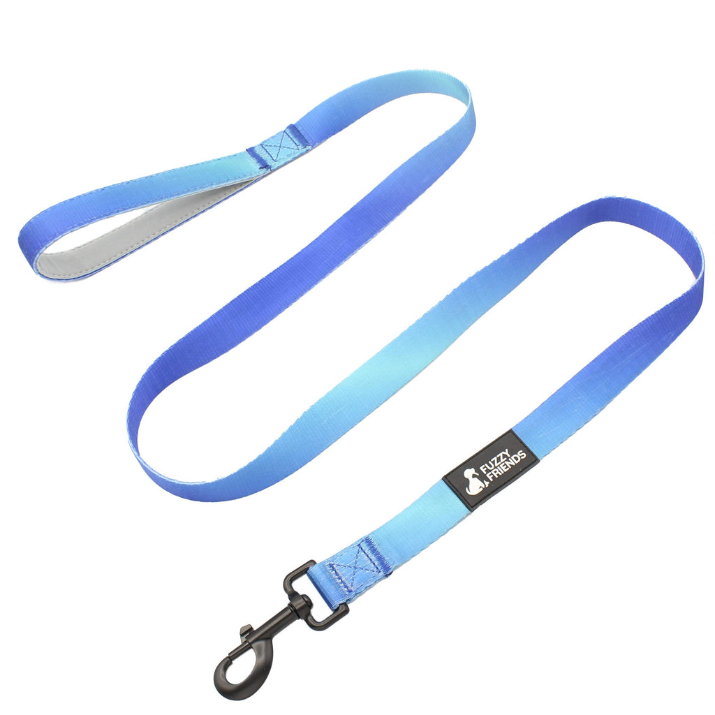 Fuzzy Friends Ombre Dog Leash with Available Matching Collar Set. A Cool, Luxury Dog Leash with Boho, Tie Dye Colors. Available in Summer Pink, Purple Mood, Blue Sea or Cool Green Small 5ft x 5/8 in - PawsPlanet Australia