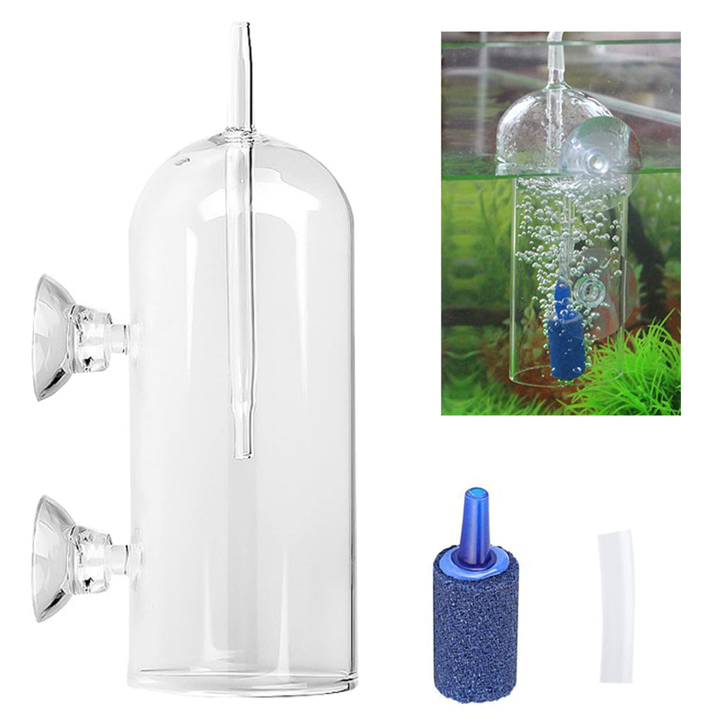 Bilindasly Aquarium Air Oxygen Bubbler Glass Cup CO2 Diffuser Air Aeration Oxygen Device with Water Tube, Sucker Air Stone, High Dissolved Oxygen for Fish Tank - PawsPlanet Australia