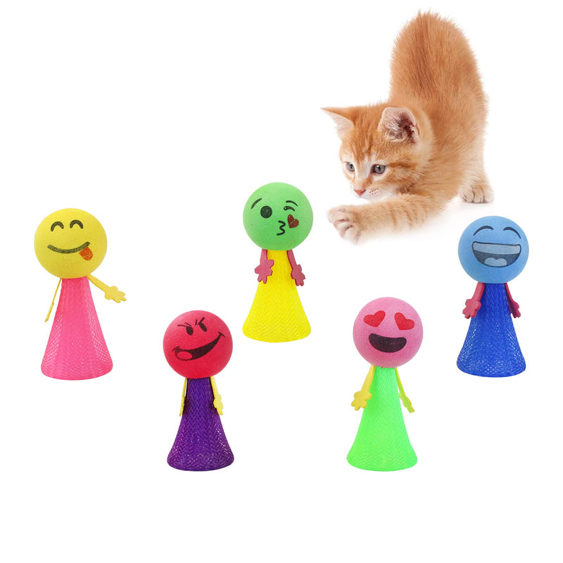 WishLotus Cat Spring Toys 5PCS, Mixed Colored Bouncing Cat Springs Interactive Kitten Toys for Indoor Cats Soft Cat Activity Toy for Grinding, Biting, Hunting Kitten Toys 5pc - PawsPlanet Australia
