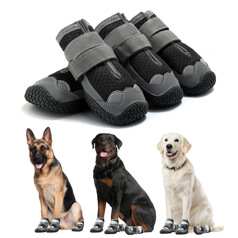 AOKOWN Dog Shoes for Small Medium Large Dogs/Dog Booties/Pet Rain Boots/Puppy Shoes Paw Protector with Anti-Slip Sole for Hot Pavement 4PCS Black Size 1 - PawsPlanet Australia