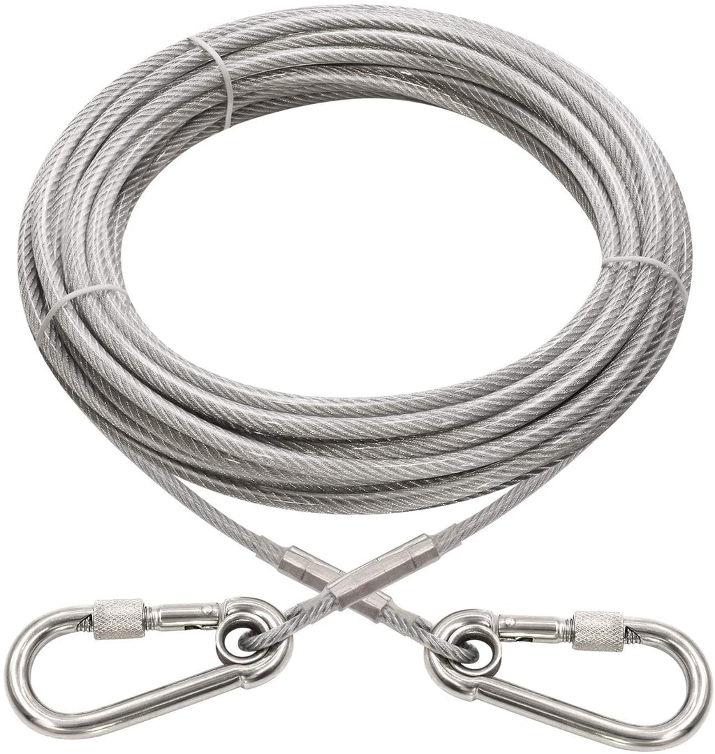XiaZ Dog Runner Tie Out Cable for Dogs Up to 60/120/250 Pound, 10ft 15ft 20ft 25ft 30ft 40ft 50ft 60ft 70ft 100ft 120ft Dog Lead Line for Yard, Camping, Park, Outside (Silver, 250lbs 15ft) Silver - PawsPlanet Australia