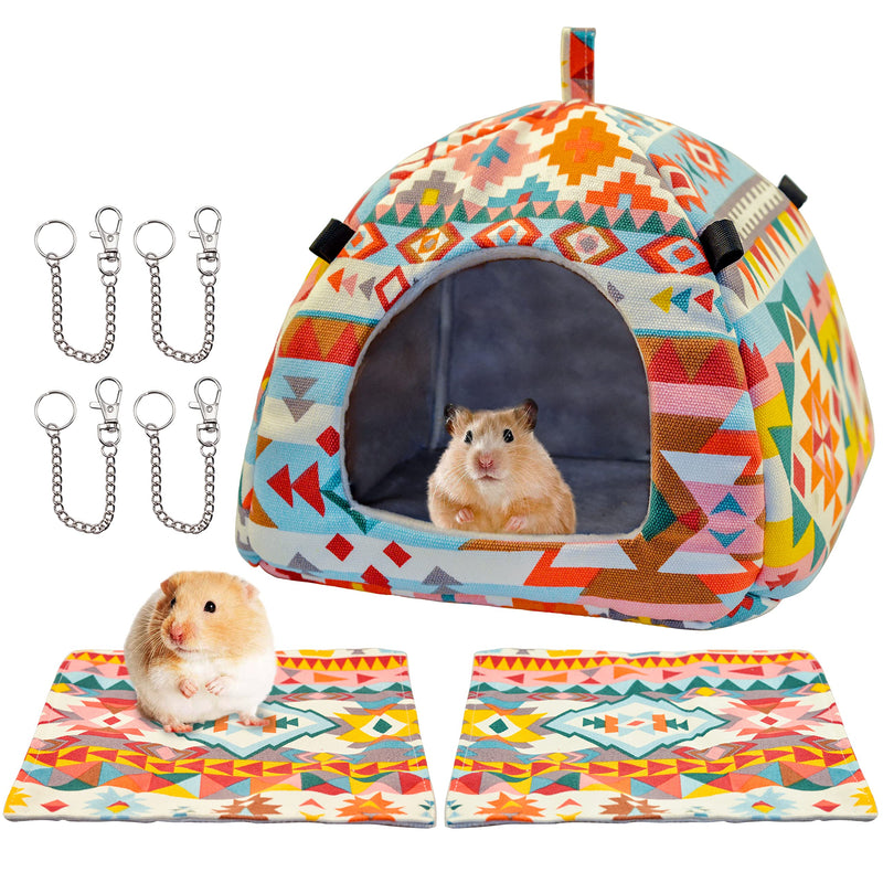 TAMOIE Little Guinea Pig Hamster Hedgehog Rabbit Hideout Accessories, Cages Hammock Bed, with 2 Washable Mats, Small Animal House - PawsPlanet Australia