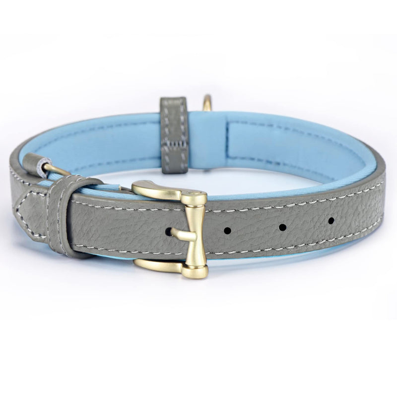 blu&ben Genuine Leather Dog Collars Classic Soft Padded Leather Collar Stylish Breathable Dog Collar for Small Medium Large Dogs Blue - PawsPlanet Australia