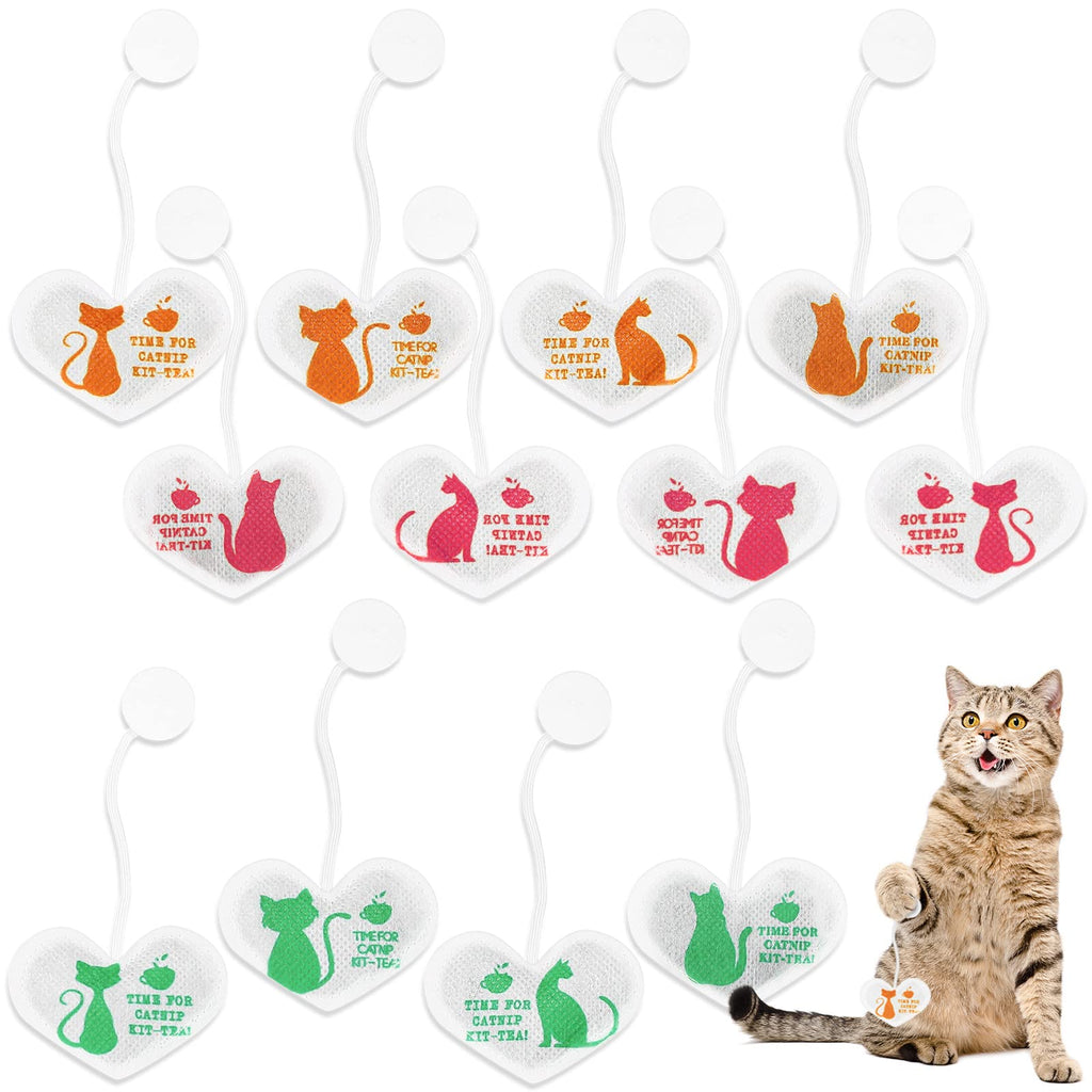 12 Pieces Cat Toys Catnip Toys for Cats Catnip Tea Bags Cat Treats Tea Zing Cat Toy 3 Colors Orange Pink Green - PawsPlanet Australia