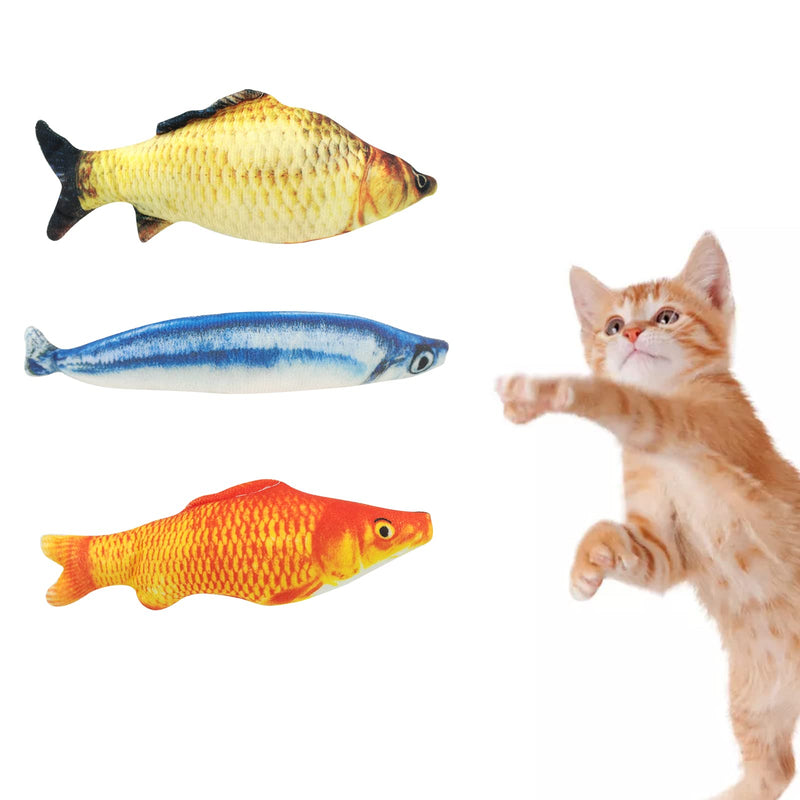 WishLotus Catnip Toys 3 Packs, Cotton Filled Interactive Cat Fish Toys with Catnip, Cat Chew Toys Cute Pillow Cat Entertaining Toys for Cats and Kittens - PawsPlanet Australia