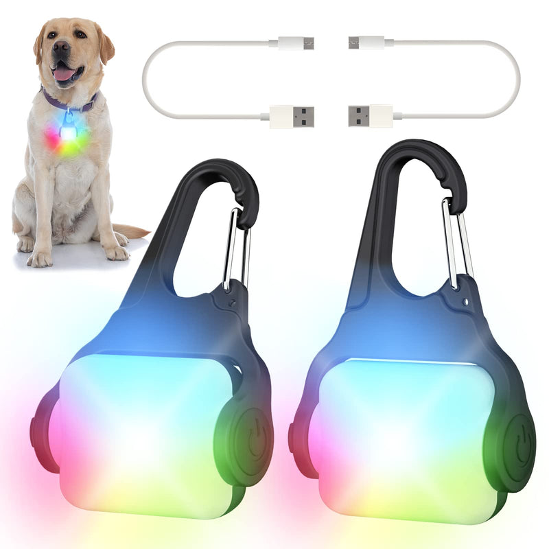 Dog Lights for Night Walking – Color Changing Dog Collar Light, 4 Modes Rechargeable Dog Light, IP65 Waterproof Dog Walking Light, Dog Flashlight for Running, Camping, Climbing, Bike, 2 Pack - PawsPlanet Australia