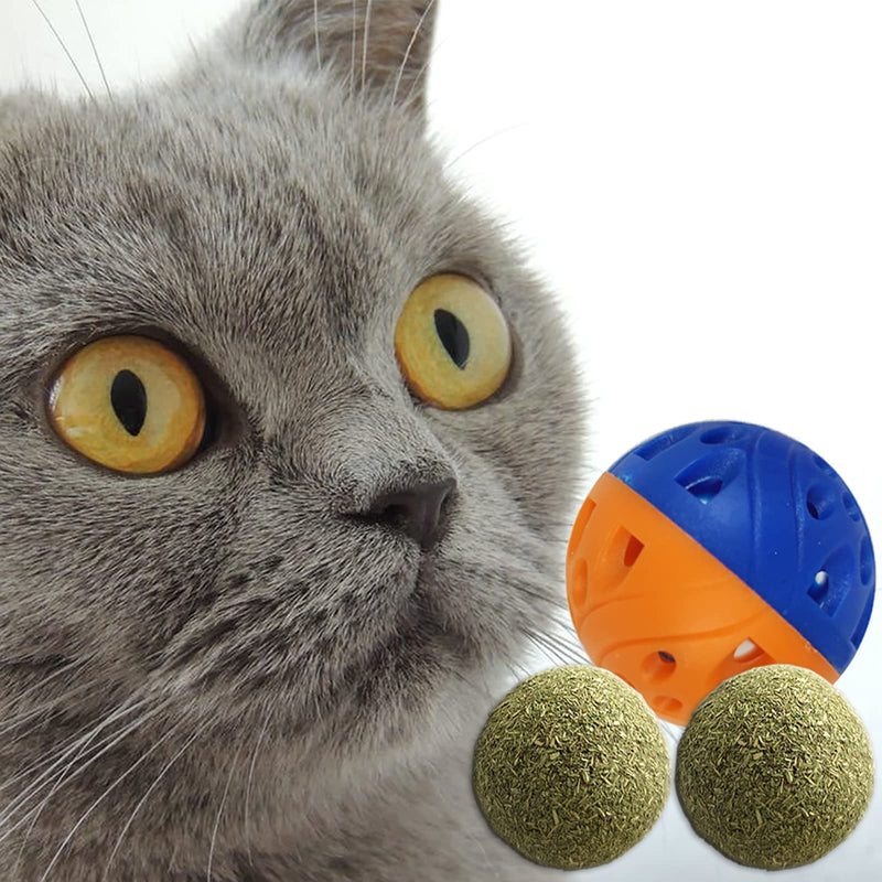 Catnip Ball Toys Including 2 Catnip Balls and 1 Jingle Ball Toy, Chew Toys Teeth Cleaning Hairball Removal - Interactive Cat Kicker Kitty Toys Cat Ball Toys - PawsPlanet Australia