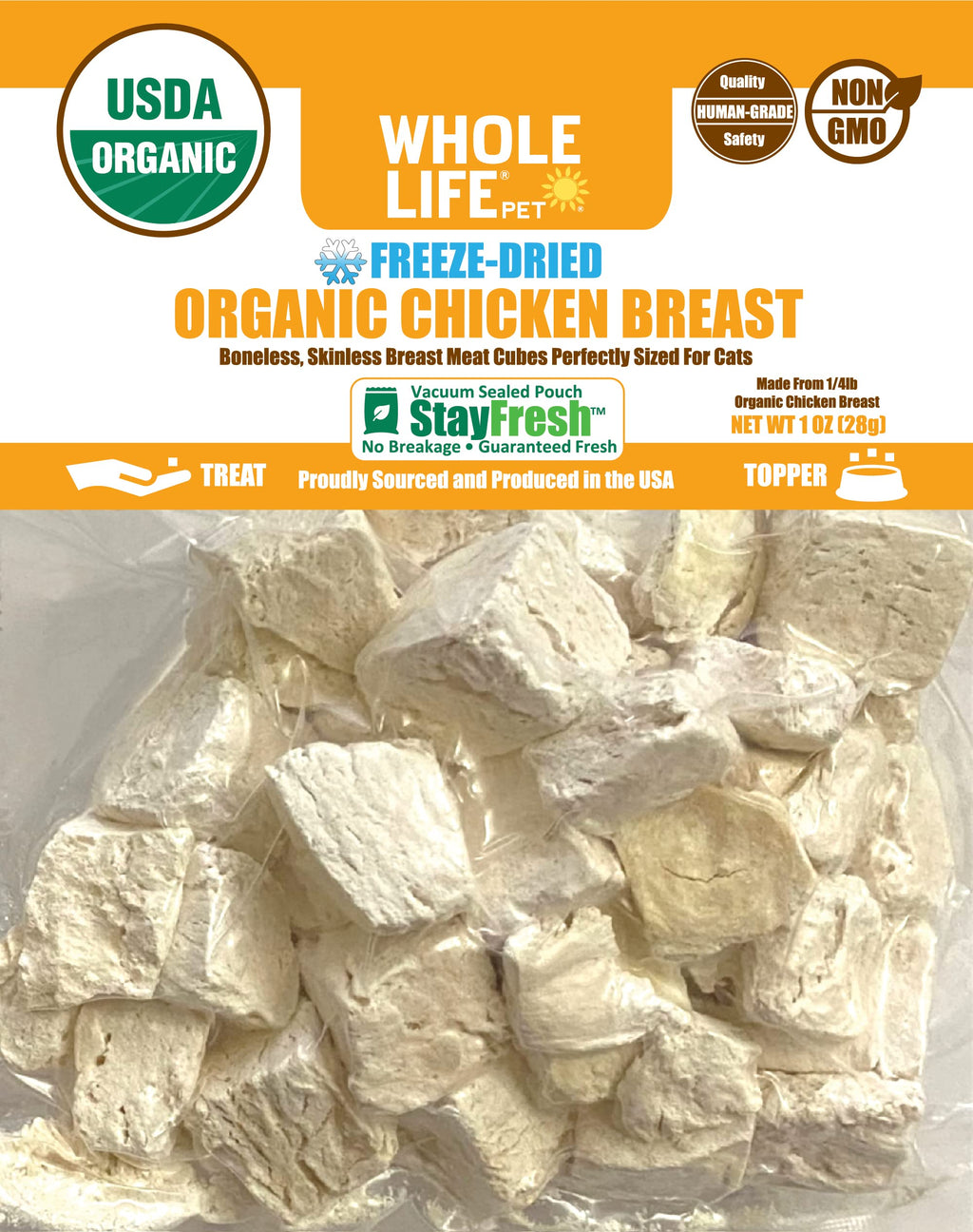 Whole Life Pet Products Healthy Cat Treats, Human-Grade Organic Chicken Breast, Protein Rich for Training, Picky Eaters, Digestion, Weight Control, Made in The USA, 1 Ounce, (CH532) - PawsPlanet Australia