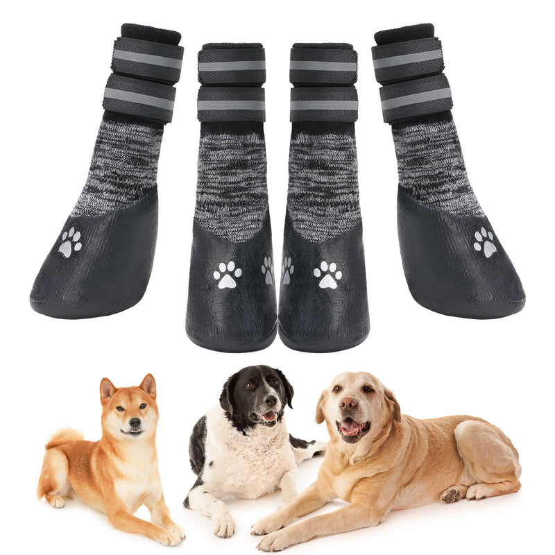 PUPTECK Waterproof Dog Boots with Reflective Strips - Anti-Slip Dog Socks for Traction Control, Outdoor Shoes, Rugged Skid-Proof Large - PawsPlanet Australia