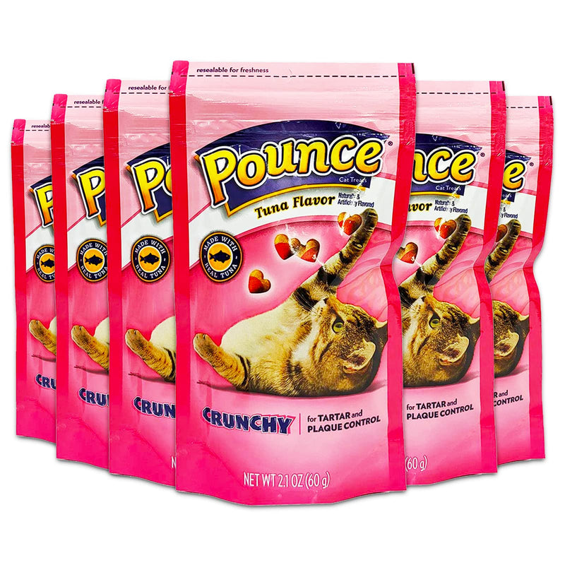 Pounce Crunchy Tuna Cat Treats 6 Pack ~ Pounce Real Tuna Cat Treats for Indoor Outdoor Cats and Kittens | Bulk Daily Pet Essentials for Owners (2.1 oz Each) - PawsPlanet Australia