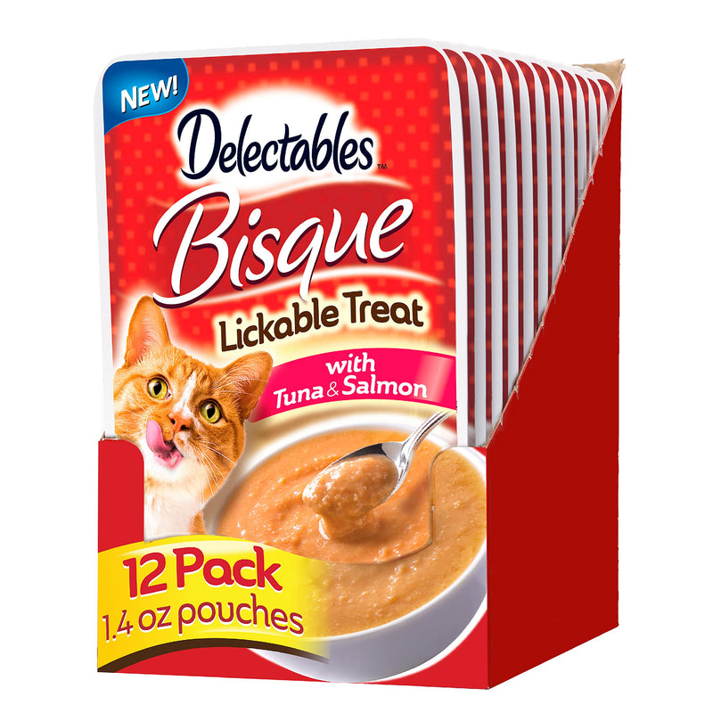 Hartz Delectables Bisque Lickable Wet Cat Treats for Adult & Senior Cats, Multiple Flavors Tuna & Salmon 1.4 Ounce (Pack of 12) - PawsPlanet Australia