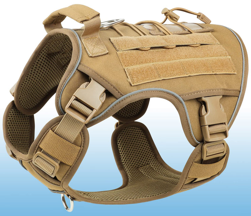Tactical Dog Harness Vest for Small Medium Large Dogs No Pull Adjustable Reflective Military Pet Harness with Easy Control Handle with Hook & Loop Panels for Walking Hiking Training - PawsPlanet Australia
