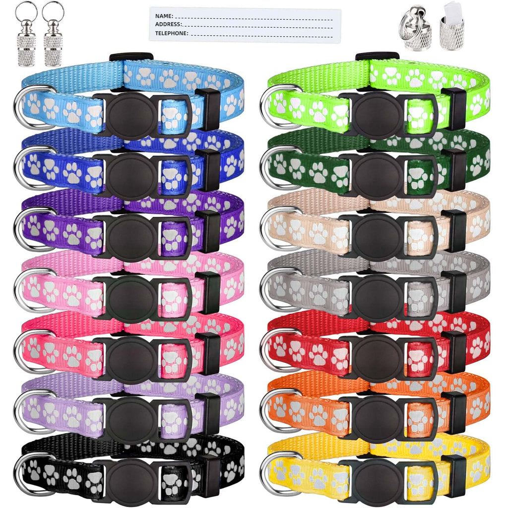 14 PCS Puppy Collars for Litter Puppy ID Collars Glow in The Dark Whelping Supplies Soft Nylon Breakaway Coloured Collars with 2 ID Tags S - PawsPlanet Australia