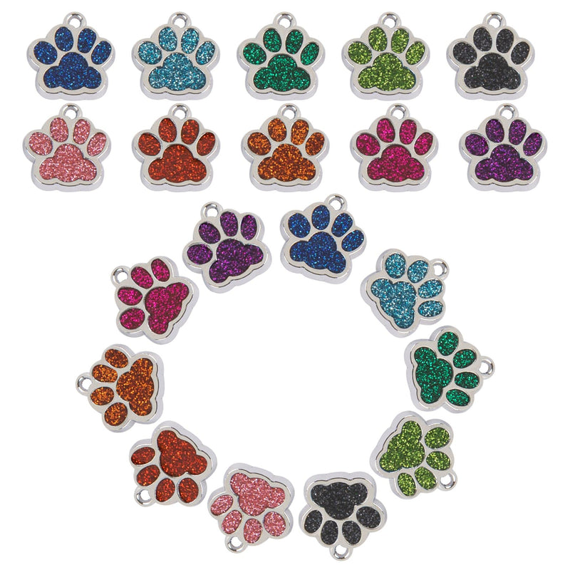 Framendino, 60 Pack Colorful Cat Dog Paw Print Charms Pendants Glitter Crystal Beads Cute Animal Paw Charm for DIY Bracelets Necklaces Jewlery Making Craft Style a - PawsPlanet Australia