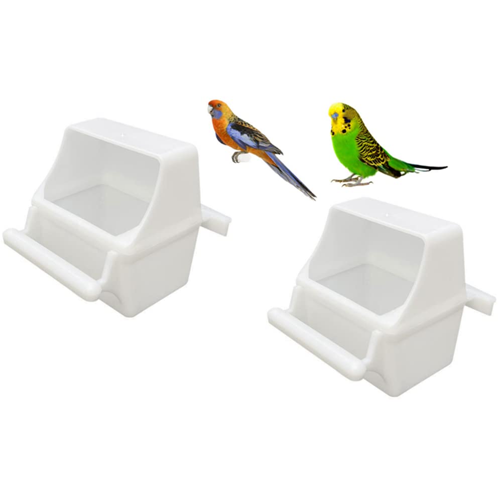 BRYHZKCM Small Bird Slot Feeder No Mess Cage Hanging Feeder Cup Plastic Food & Water Dispenser Bowl，(2 Pieces) - PawsPlanet Australia