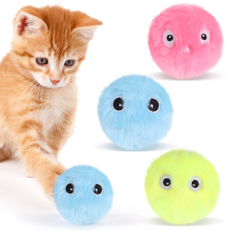 3-Packs Upgraded Fluffy Balls Plush Cat Toys, 3 Realistic Chirping Balls Bird Frog Cricket Catnip Noise Balls for Cat Exercise, Cat Interactive Toy for Kittens - PawsPlanet Australia