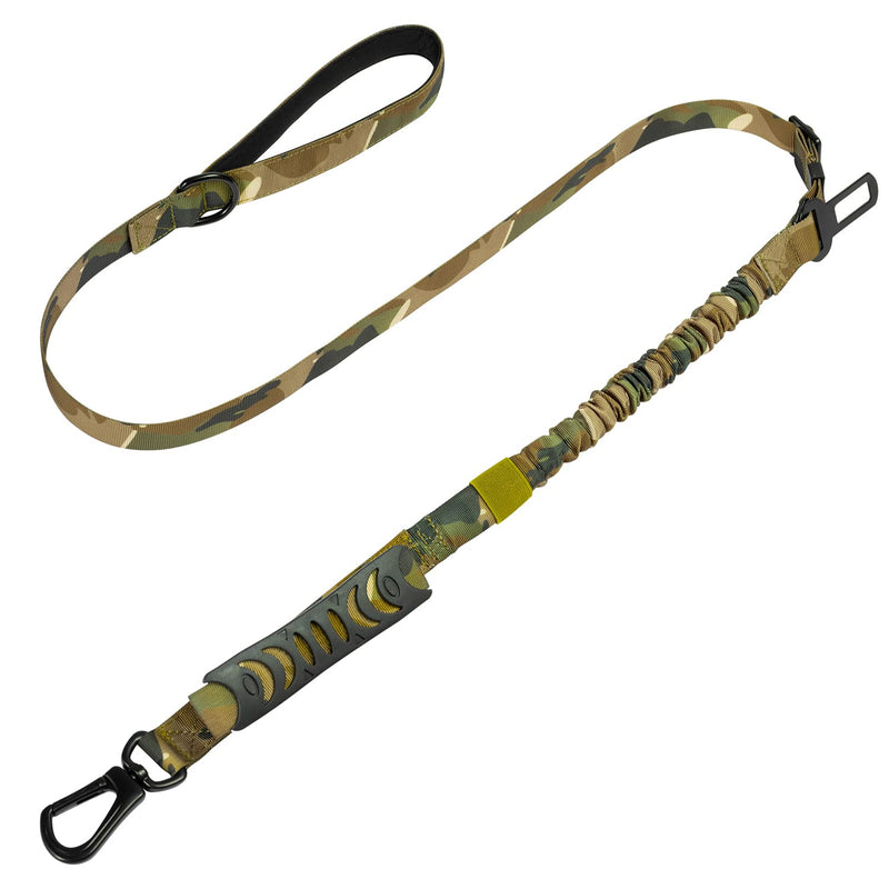 Dog Leash Double Handle , Highly Reflective Heavy Duty No Pull Dog Leashes with Elastic Bungee for Medium and Large Dog, Chew Proof Dual Waist Leash for Dog Walking Adjustable Camo - PawsPlanet Australia