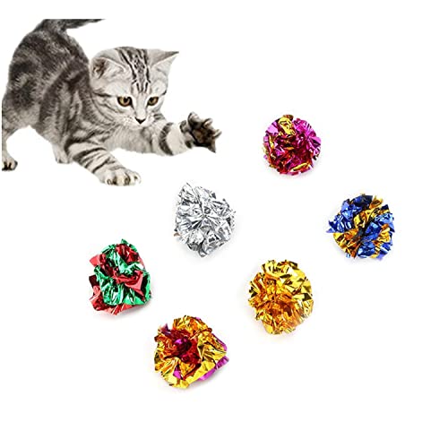 12 Pack Crinkle Balls Cat Toys, Mylar Crinkle Balls for Indoor Cats, Lightweight Shiny Crinkle Paper Ball for Kitten (Random Color) - PawsPlanet Australia