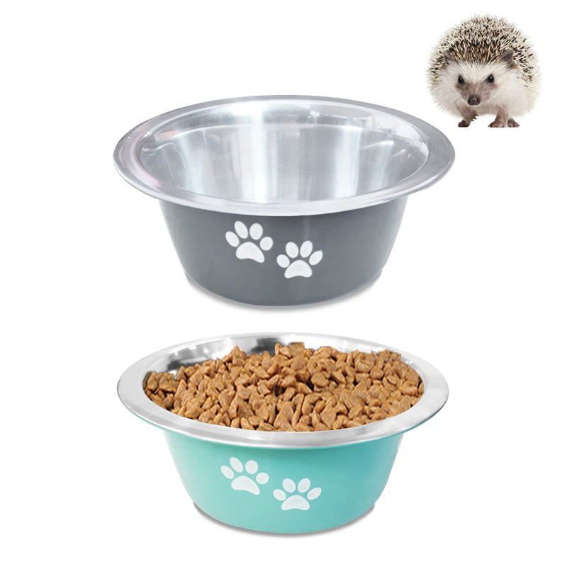 YUDANSI 2 Pack Bowls for Small Animal Feeding, Food and Water Bowls with Non-Slip Silicone Soles, Stainless Steel Small Pet Feeder Bowls Dishes for Rabbit, Hedgehog... (14 FL OZ) - PawsPlanet Australia