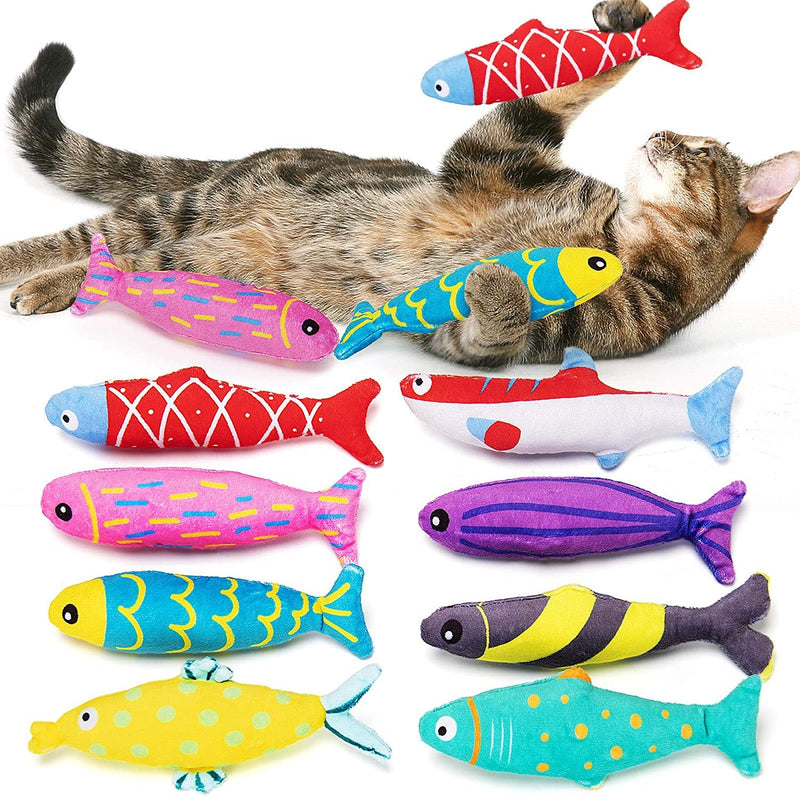 8Pcs Catnip Toy, Cat Chew Toy Bite Resistant Catnip Toys for Cats,Catnip Filled Cartoon Fish Cat Teething Chew Kittens Toy - PawsPlanet Australia