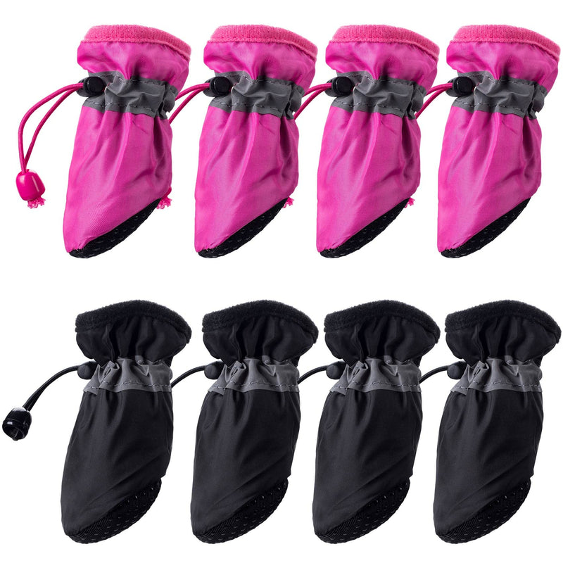 OIIKI 2 Sets Dog Boots Anti-Slip Paw Protectors, Soft Dogs Puppies Sock Shoes with Reflective Straps Pet Supplies Accessories for Indoor Outdoor Walking Running Sports Training, Pink/Black 8PCS - PawsPlanet Australia