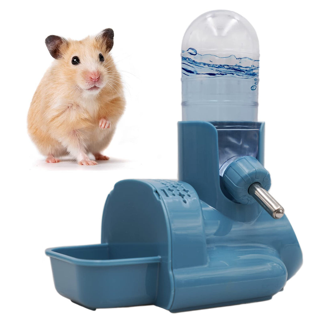 Vannon 3 in 1 Hamster Water Bottle No Drip Small Animal Water Bottle Automatic Bottle Dispenser with Food Container Base Hut and Hideout Base 4oz/120ml,Leekproof, BPA Free Blue - PawsPlanet Australia