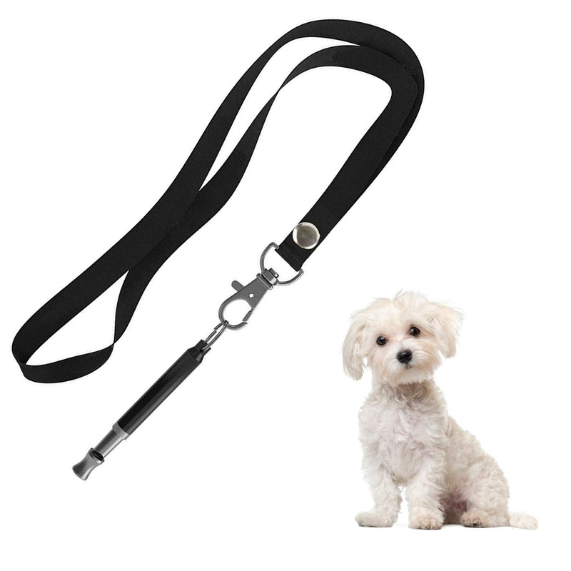 Hivernou Dog Whistle to Stop Barking,Adjustable Pitch Ultrasonic Training Tool Silent Bark Control for Dogs-1 Pack Dog Whistle with 1 Free Lanyard Strap Black - PawsPlanet Australia